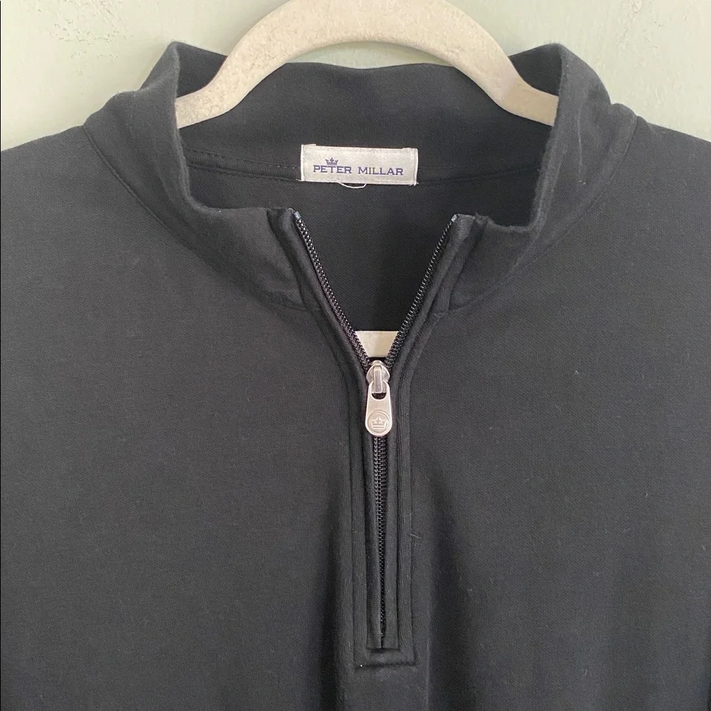 Peter Millar Men's Black quarter Zip Sweater Size Large